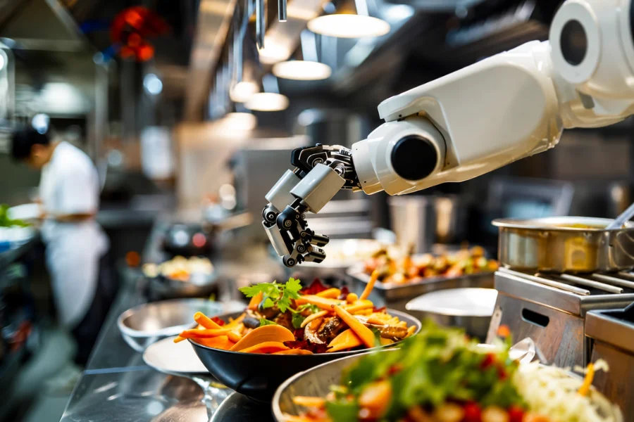 Robot arm in modern kitchen scene - Best tech